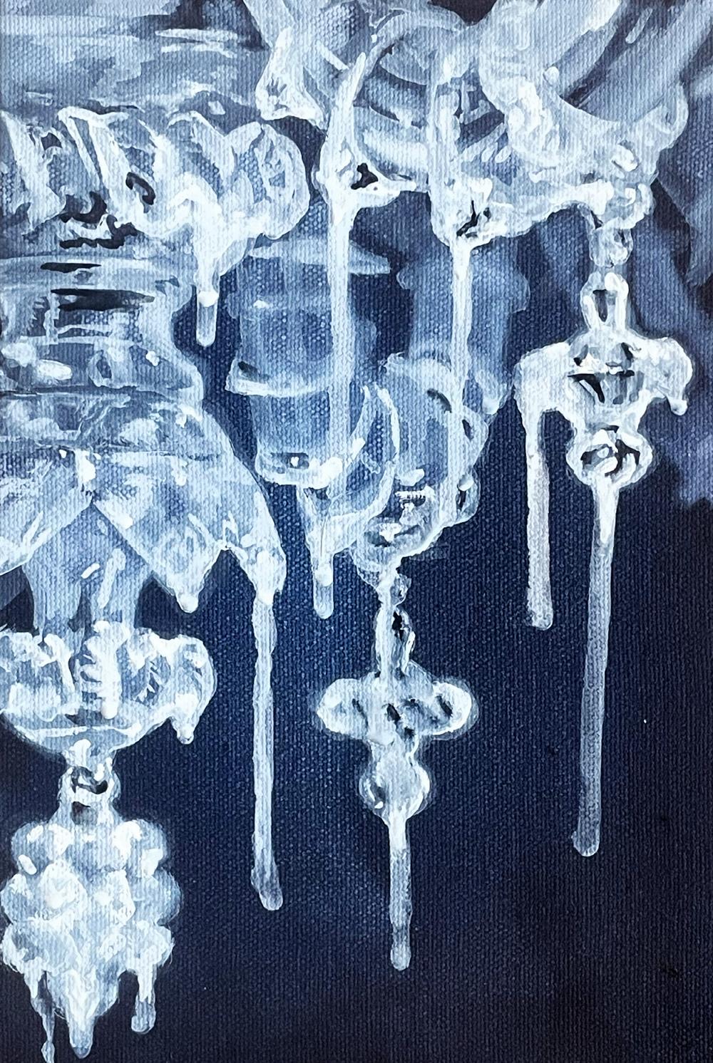 Kim Isul, X-ray of a Ghost #2, 2025, watercolour on canvas, 25.8 x 17.9 cm

